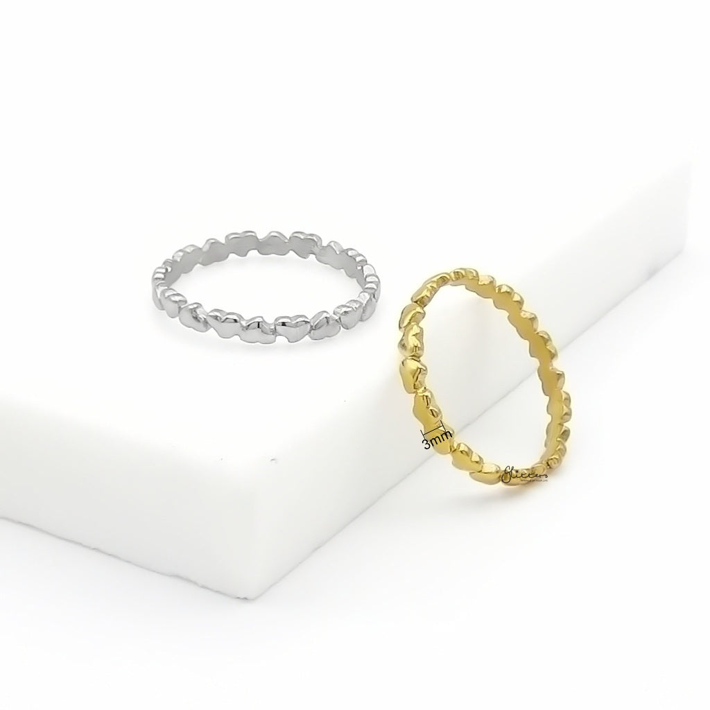 Stainless Steel Dainty Heart Eternity Band Ring - Gold-Stainless Steel Rings-5-Glitters