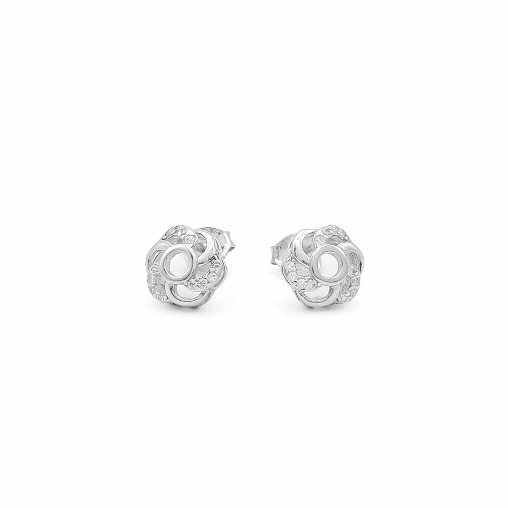 Sterling Silver Open Swirl CZ Stud Earrings