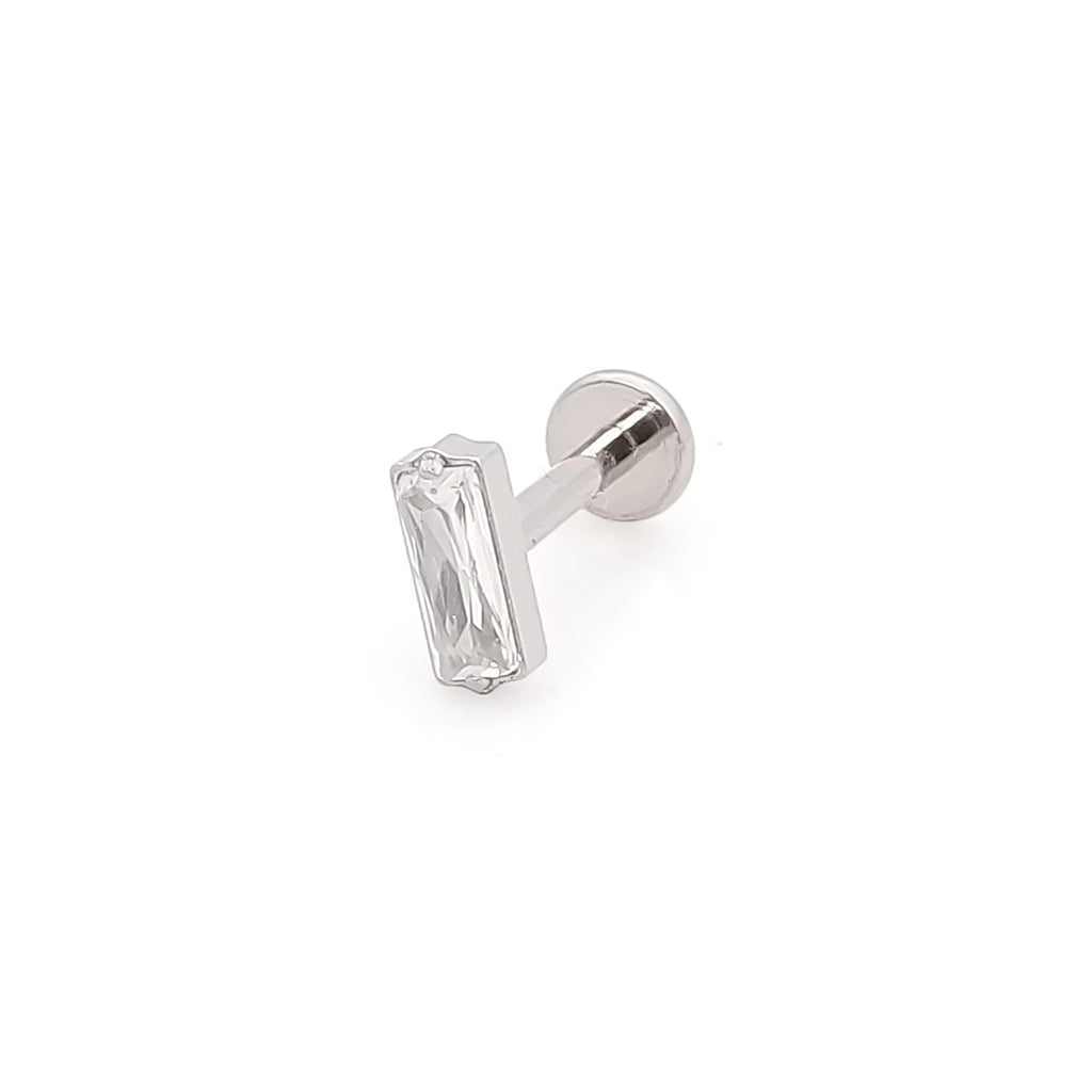 Baguette CZ Top Internally Threaded Flat Back Stud-Tragus | Cartilage | Daith | Conch-1-Glitters