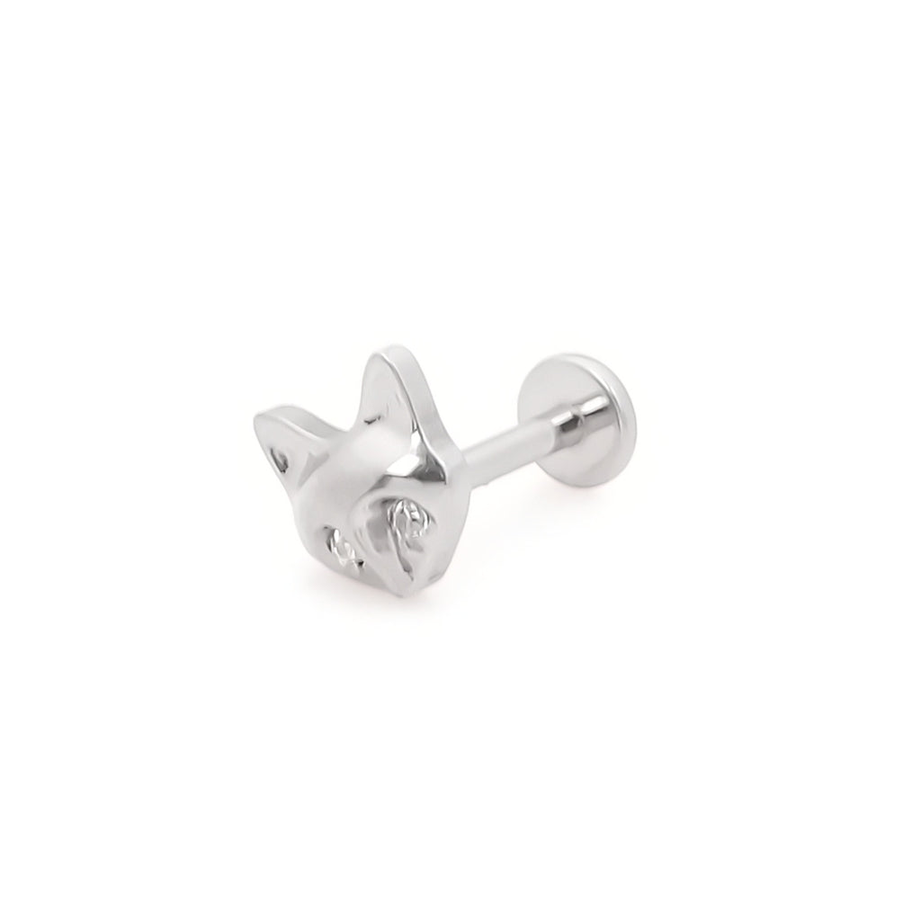 Fox Head Top Internally Threaded Flat Back Stud-Tragus | Cartilage | Daith | Conch-1-Glitters