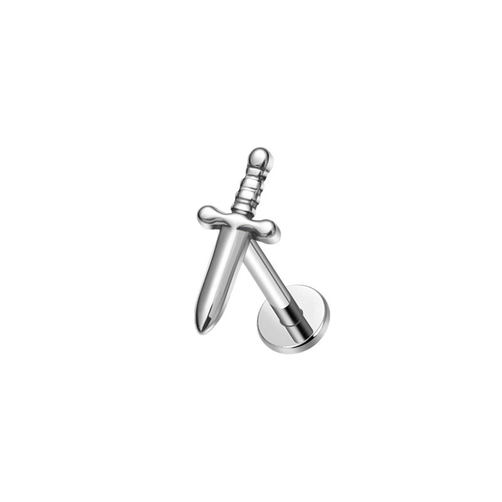 Titanium Dagger Top Internally Threaded Flat Back Stud Earring-Tragus | Cartilage | Daith | Conch-3-Glitters