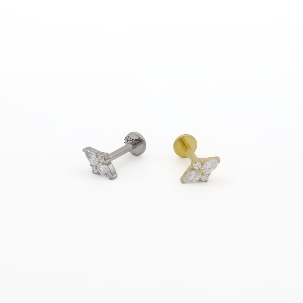CZ Star Top Threadless Push In Titanium Flat Back Stud Earring-Tragus | Cartilage | Daith | Conch-4-Glitters