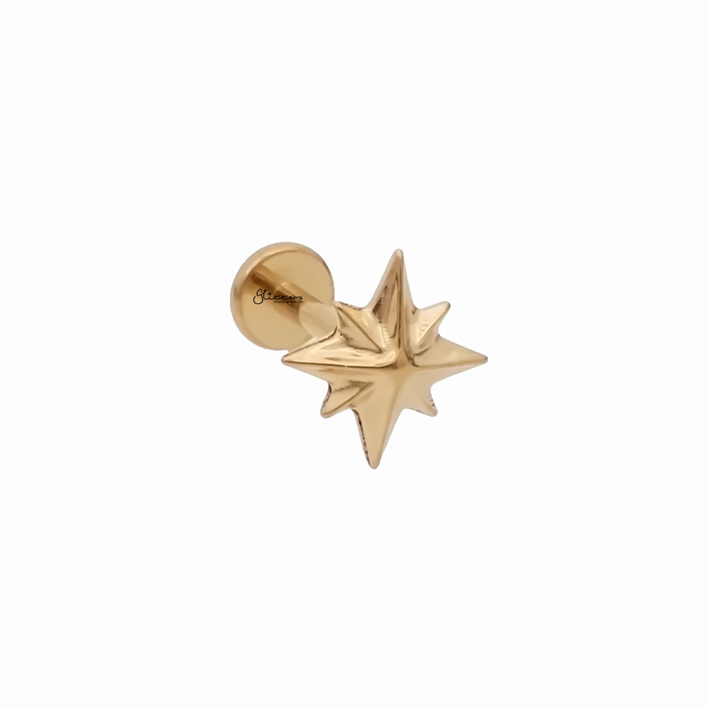 Starburst Top Titanium Flat Back Stud Earrings-Tragus | Cartilage | Daith | Conch-2-Glitters