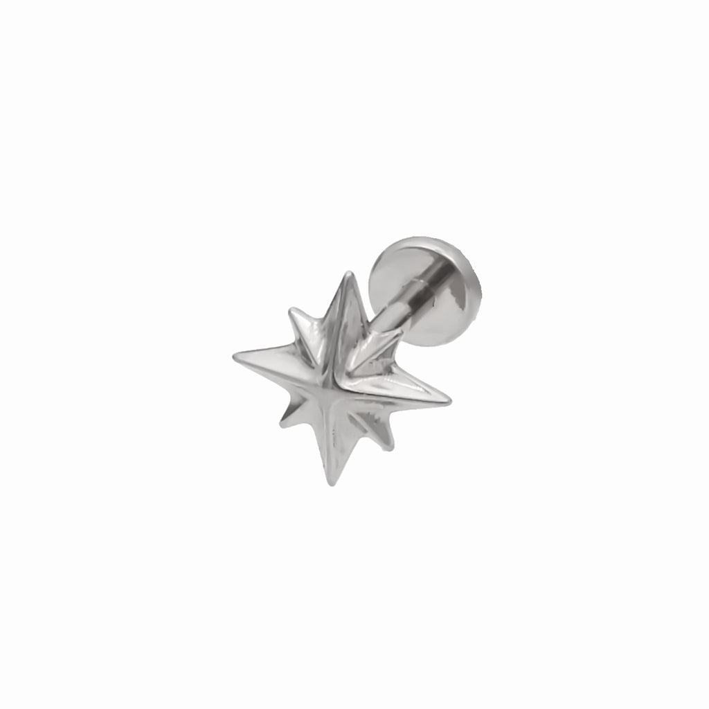 Starburst Top Titanium Flat Back Stud Earrings-Tragus | Cartilage | Daith | Conch-1-Glitters