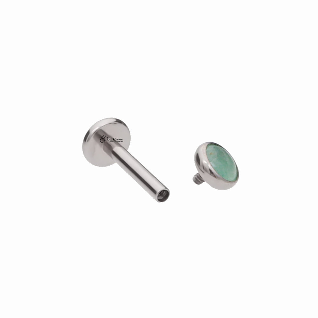 Green Aventurine Top Titanium Flat Back Stud Earrings-Tragus | Cartilage | Daith | Conch-3-Glitters