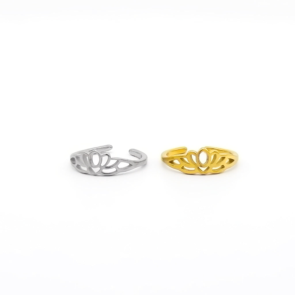 Stainless Steel Lotus Flower Band Toe Ring-Toe Ring-1-Glitters