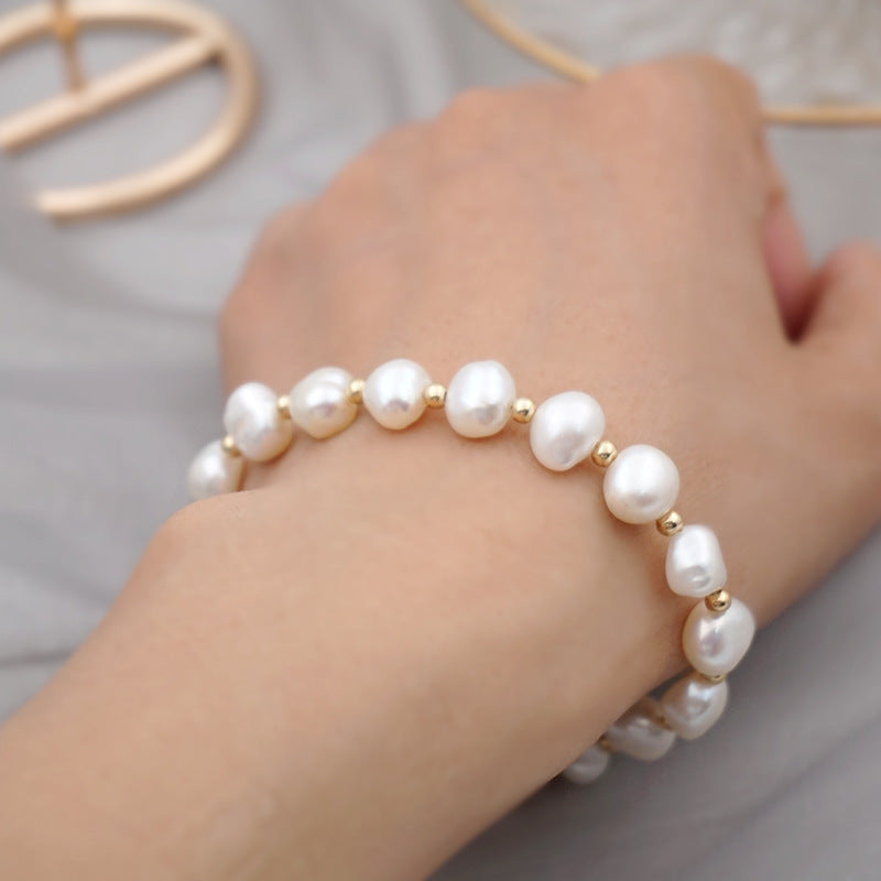 Freshwater Pearls OT Buckle Bracelet-Stainless Steel Bracelets-4-Glitters