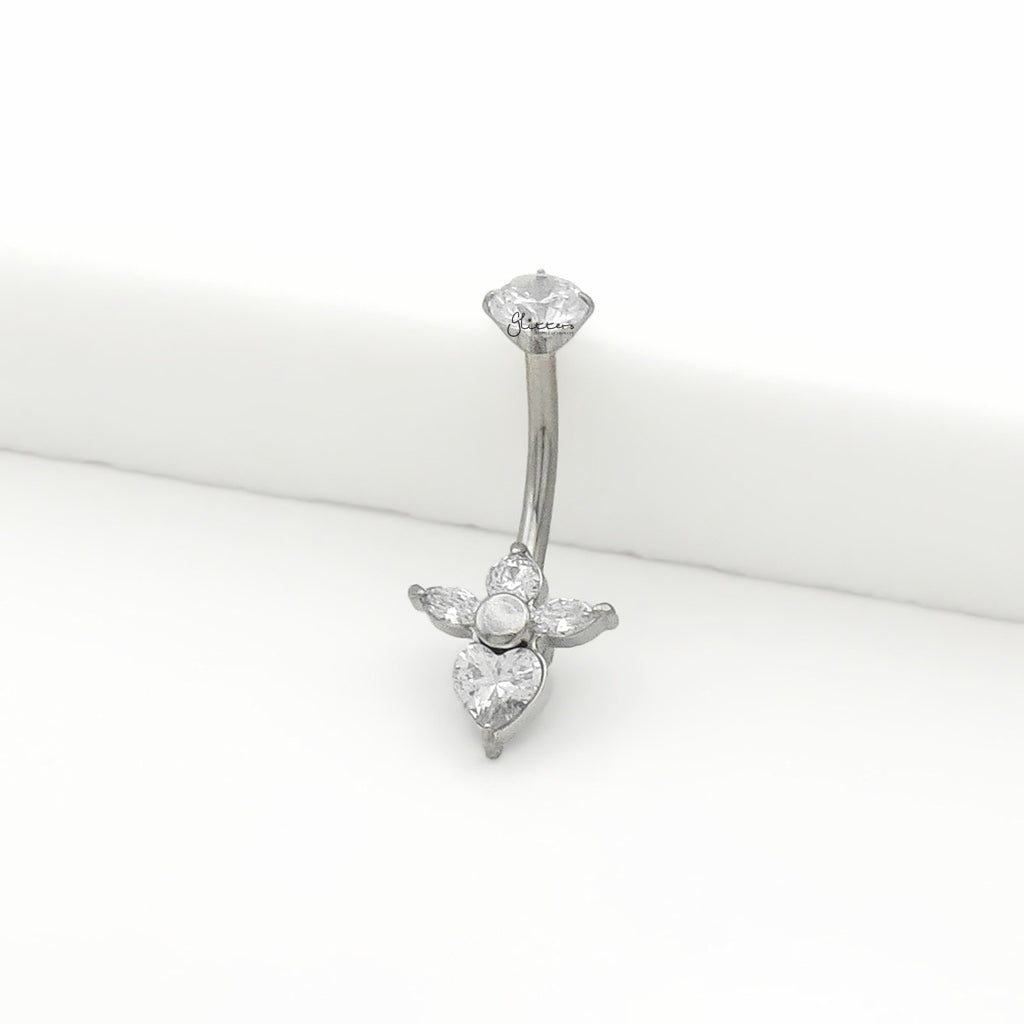 CZ Angel Belly Button Navel Ring - Silver-Belly Rings-3-Glitters
