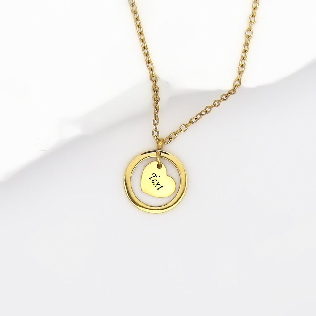 Stainless Steel Circle Heart Pendant Necklace