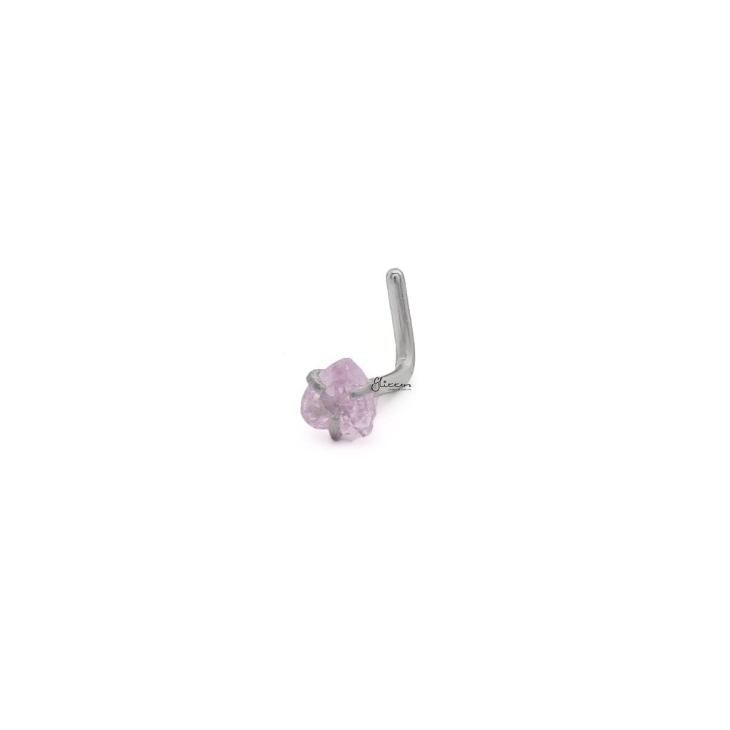 3mm Pink Heart C.Z L Bend Nose Stud-Nose Studs-3-Glitters