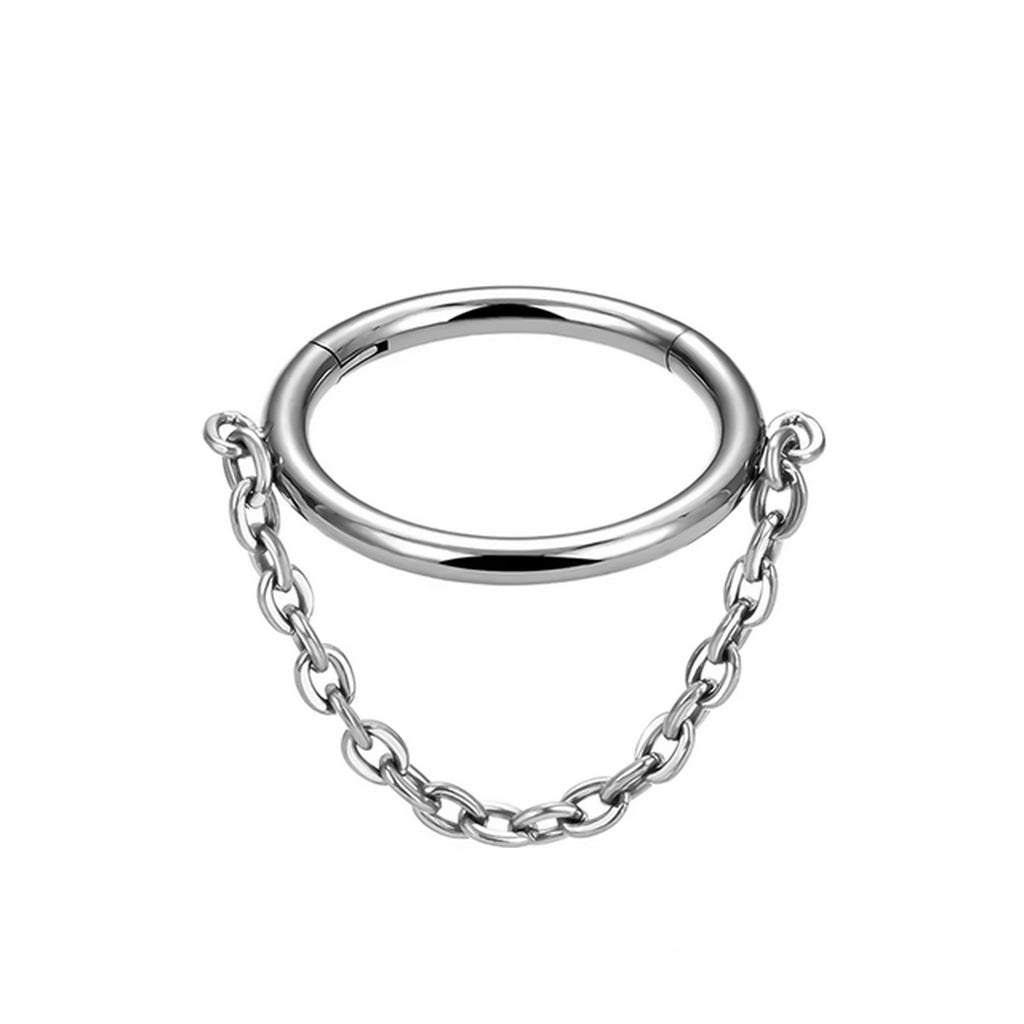 Titanium Hinged Segment Hoop with Chain Link - Silver-Septum Rings-1-Glitters