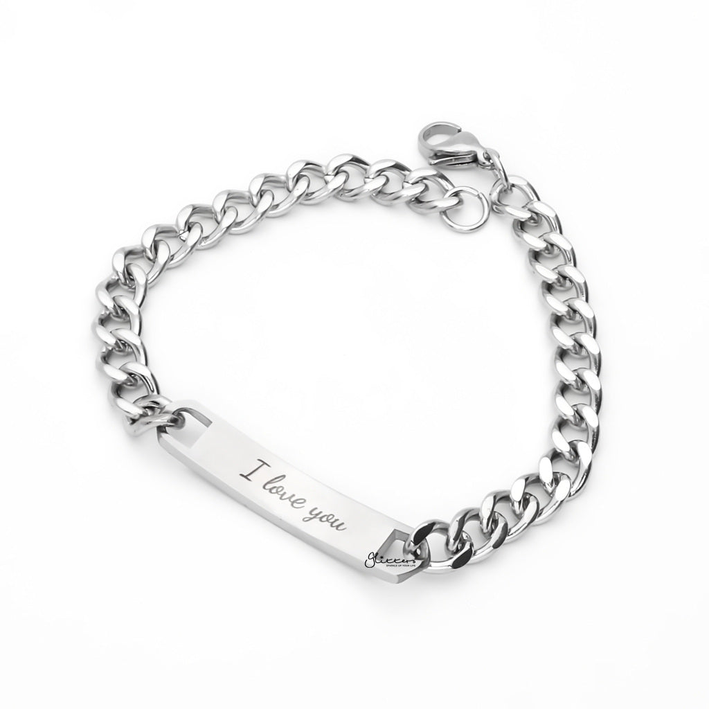 Personalised Stainless Steel 7.5mm Width ID Bracelet-Stainless Steel Bracelets-7-Glitters