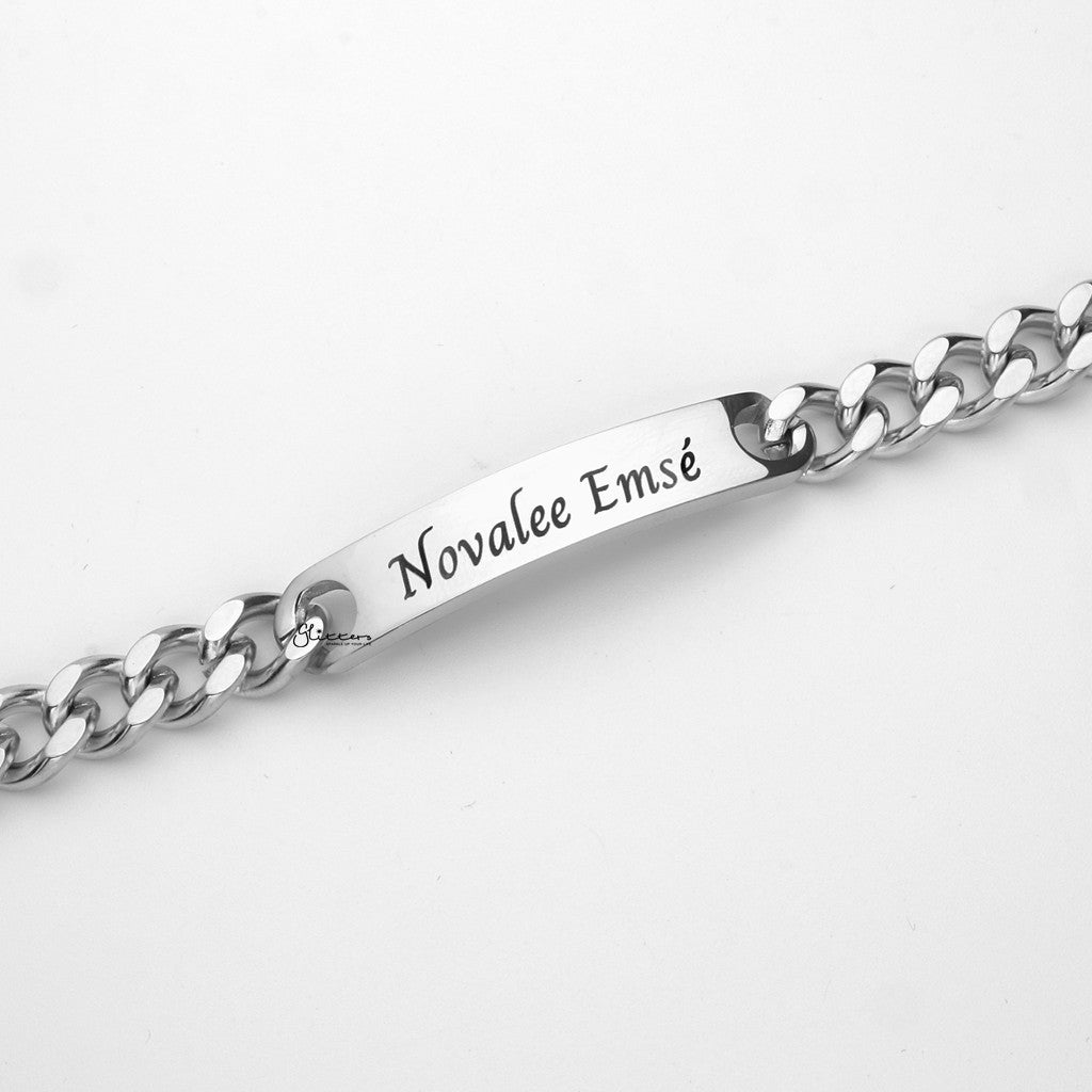 Personalised Stainless Steel 9mm Width ID Bracelet-Stainless Steel Bracelets-6-Glitters