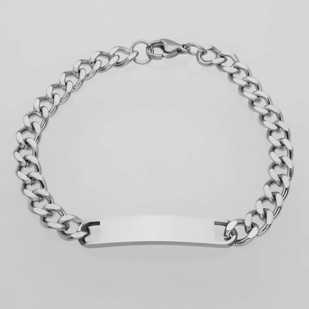 Stainless Steel ID Bracelet 7mm Width-Stainless Steel Bracelets-1-Glitters