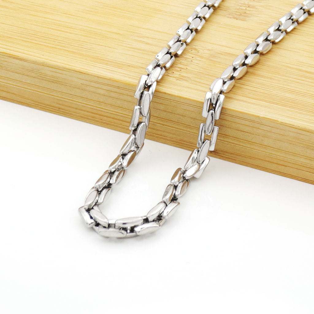 Stainless Steel Box Link Chain Necklace - Silver-Stainless Steel Chains-3-Glitters
