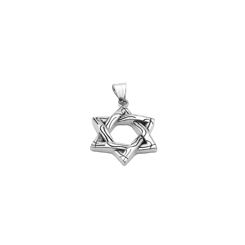 Star of David Stainless Steel Pendant - Silver-Pendants-1-Glitters