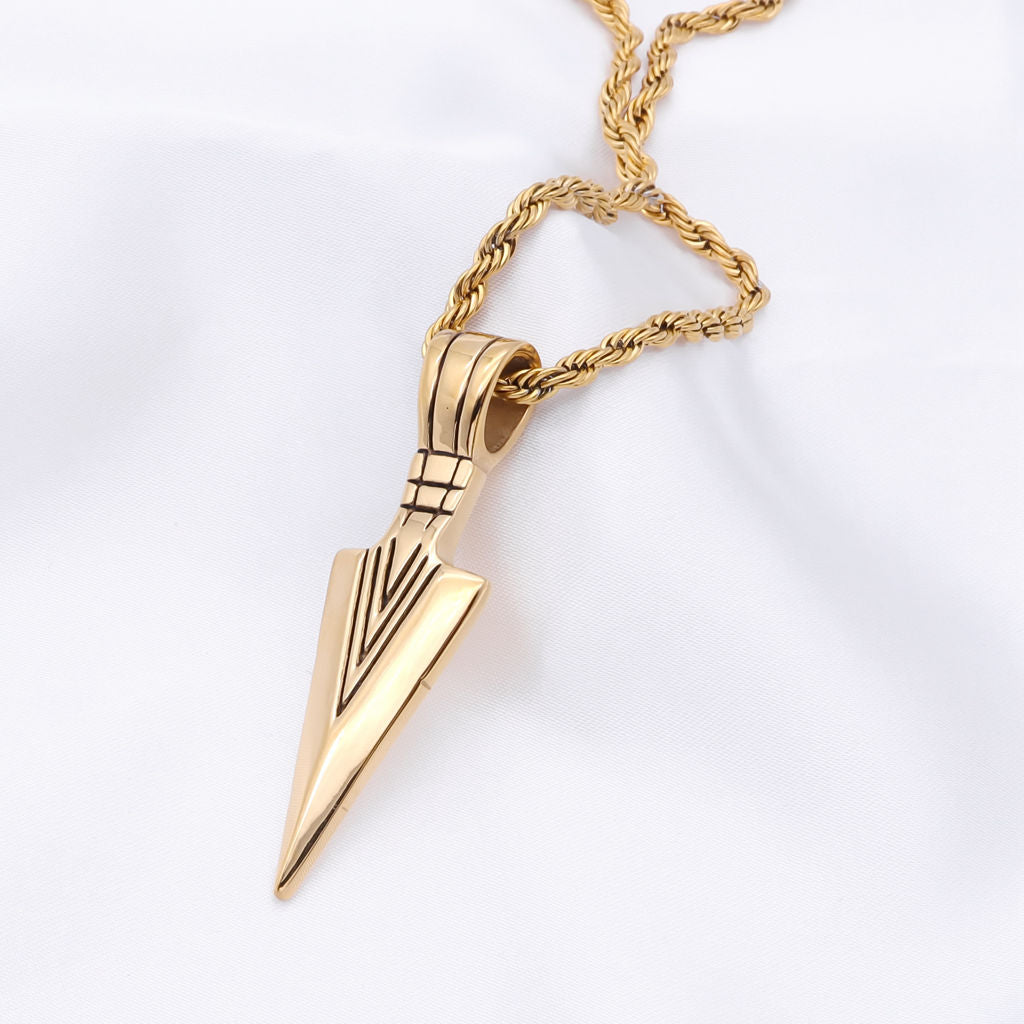 Stainless Steel Arrowhead Pendant - Gold-Pendants-3-Glitters