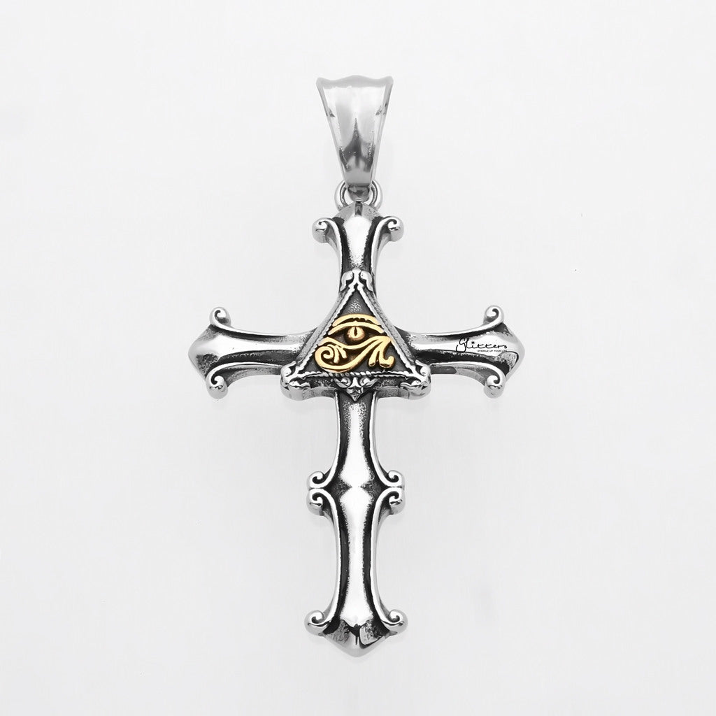 Stainless Steel Eye of Horus Cross Pendant-Pendants-1-Glitters