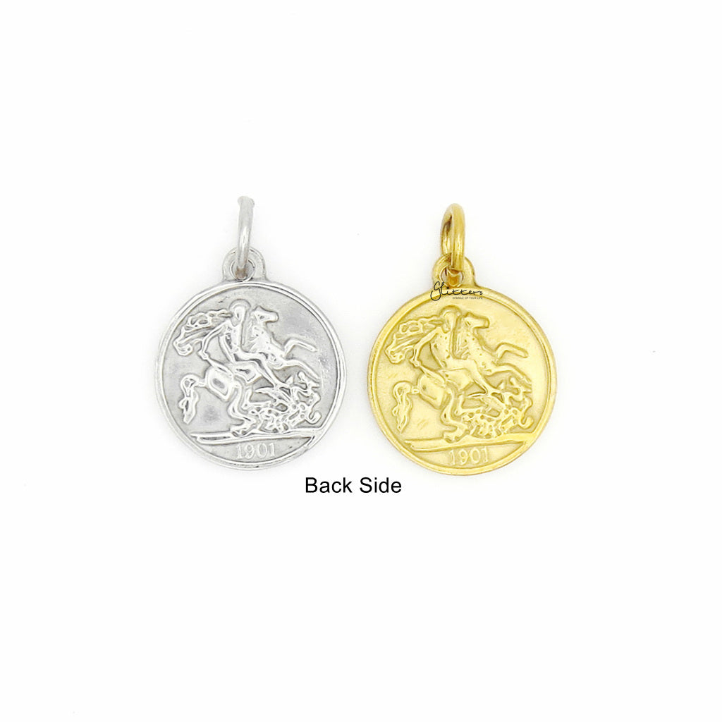 Stainless Steel Queen Elizabeth Coin Pendant - Gold