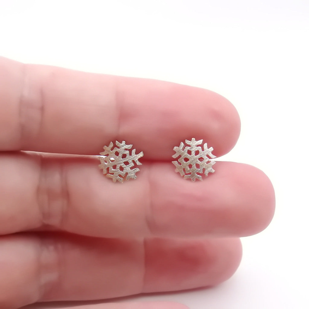 Sterling Silver Snowflake Stud Earrings
