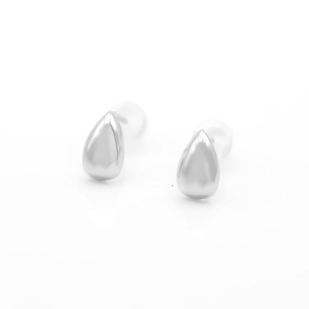 Sterling Silver Teardrop Stud Earrings - Silver-Stud Earrings-1-Glitters