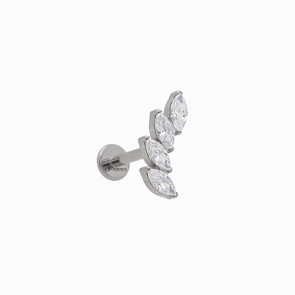 5 Marquise CZ Vine Top Titanium Flat Back Stud-Tragus | Cartilage | Daith | Conch-2-Glitters