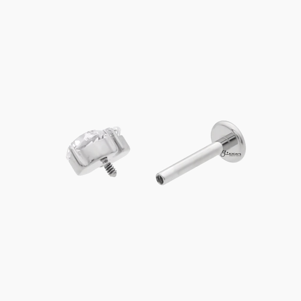 2 CZ Top Internally Threaded Titanium Flat Back Stud-Tragus | Cartilage | Daith | Conch-3-Glitters