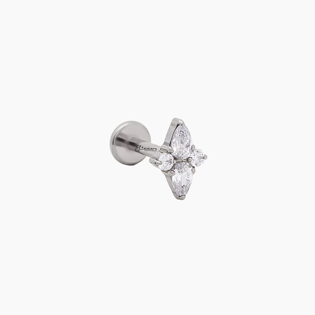 CZ Star Top Internally Threaded Titanium Flat Back Stud-Tragus | Cartilage | Daith | Conch-2-Glitters