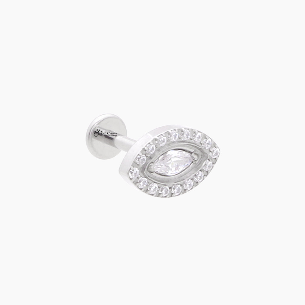 CZ Eye Top Internally Threaded Titanium Flat Back Stud-Tragus | Cartilage | Daith | Conch-3-Glitters