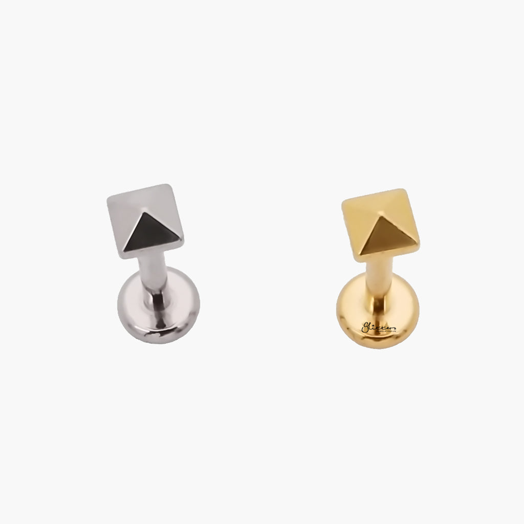 Pyramid Spike Top Titanium Flat Back Stud Earrings-Tragus | Cartilage | Daith | Conch-4-Glitters