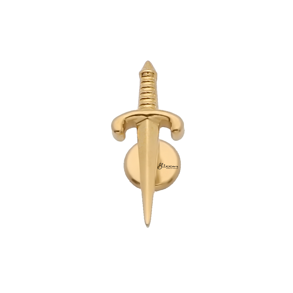 Dagger Titanium Flat Back Stud Earrings-Tragus | Cartilage | Daith | Conch-2-Glitters