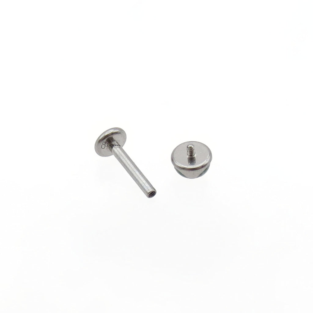 Natural Moss Agate Top Titanium Flat Back Stud Earring