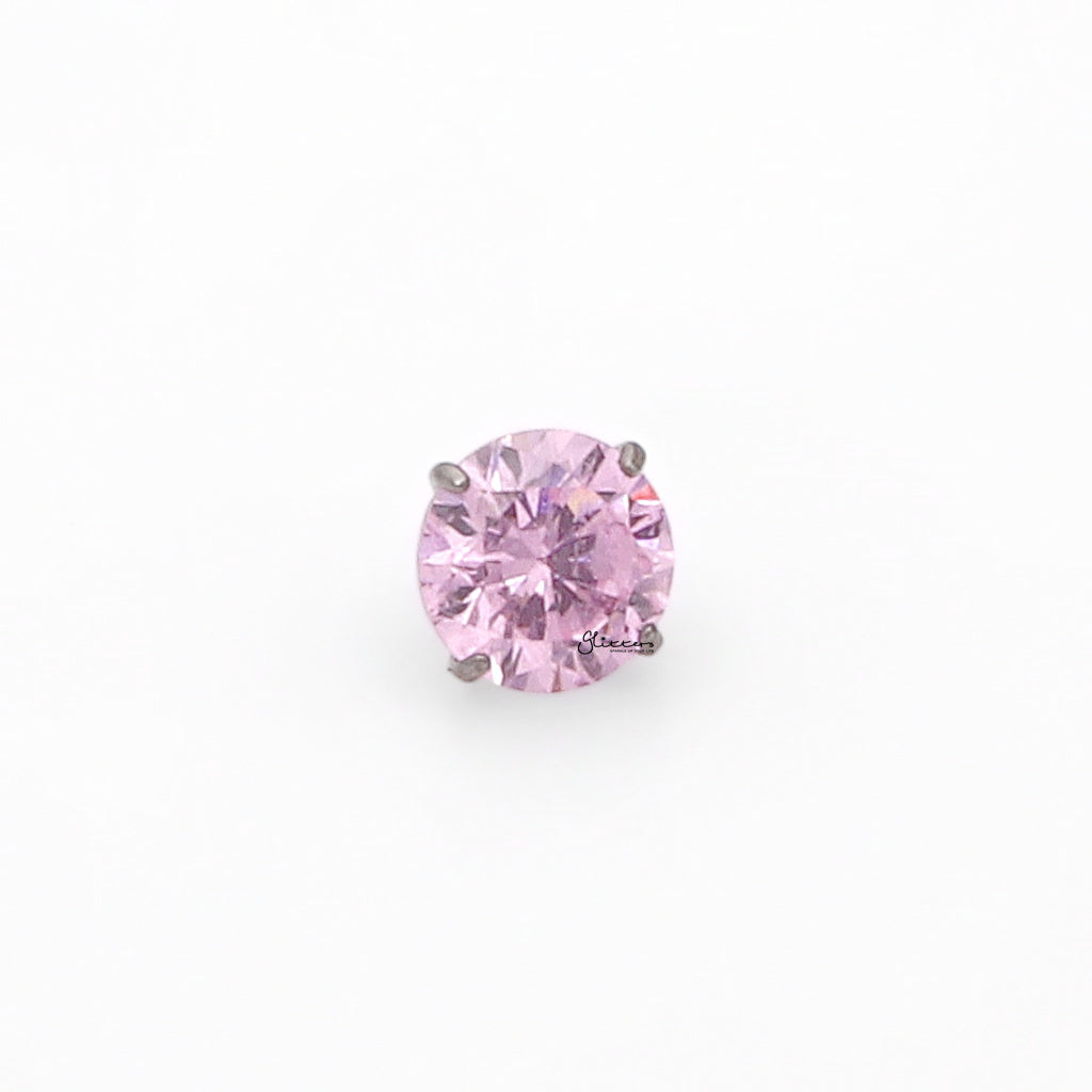 Titanium Internally Threaded Replacement CZ Top - Pink-Parts-1-Glitters