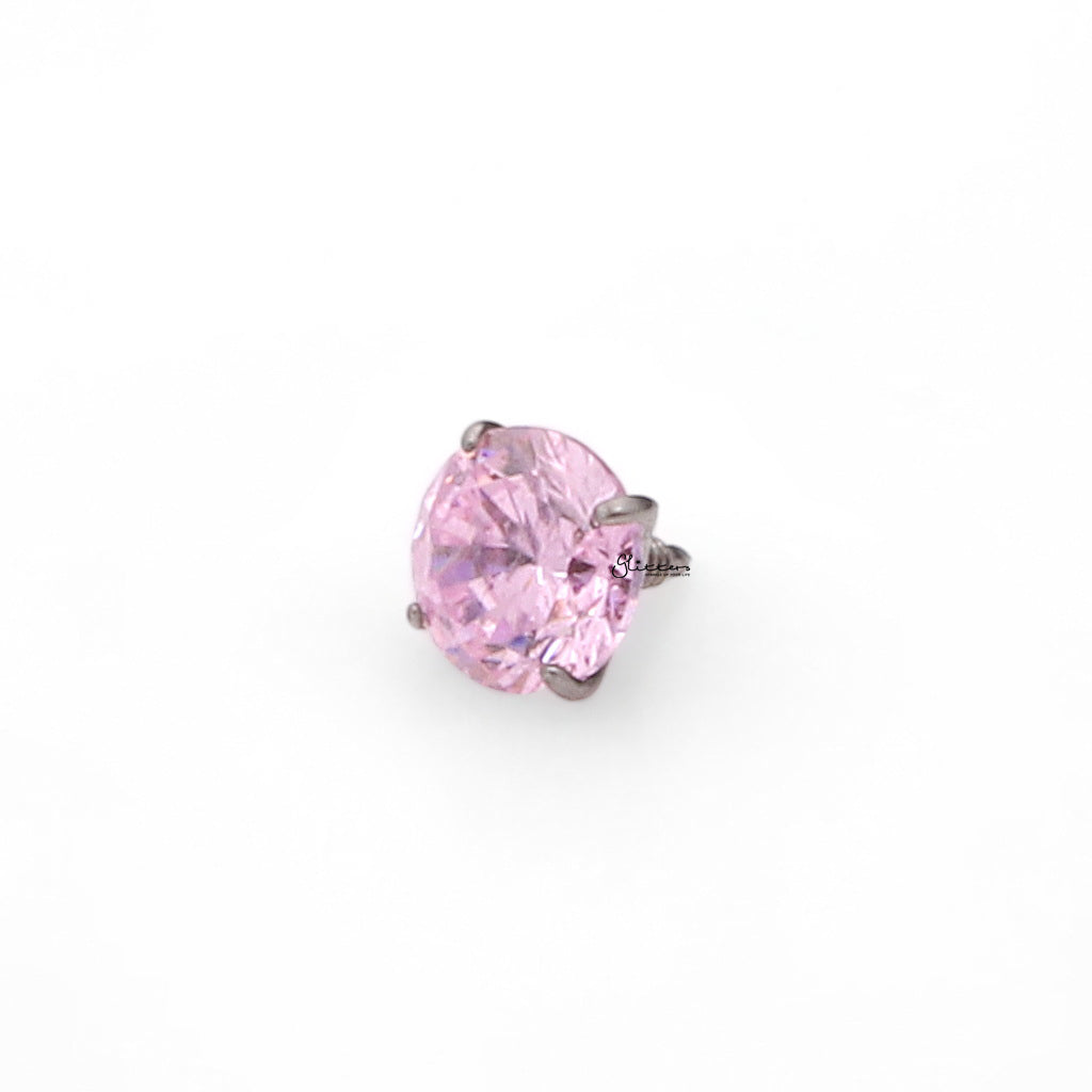 Titanium Internally Threaded Replacement CZ Top - Pink-Parts-2-Glitters