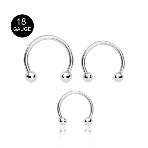 18 Gauge Surgical Steel Horseshoe/Circular Barbells with Balls-Body Piercing Jewellery, Horseshoe, Nipple Barbell, Septum Ring-CP01B-18-Glitters