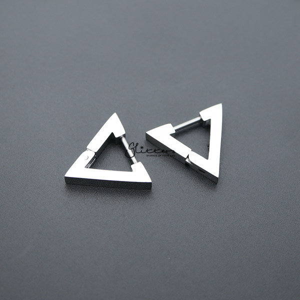 Stainless Steel Triangle Huggie Hoop Men's Earrings-earrings, Hoop Earrings, Huggie Earrings, Jewellery, Men's Earrings, Men's Jewellery, Stainless Steel-ER0121_Triangle_01-Glitters