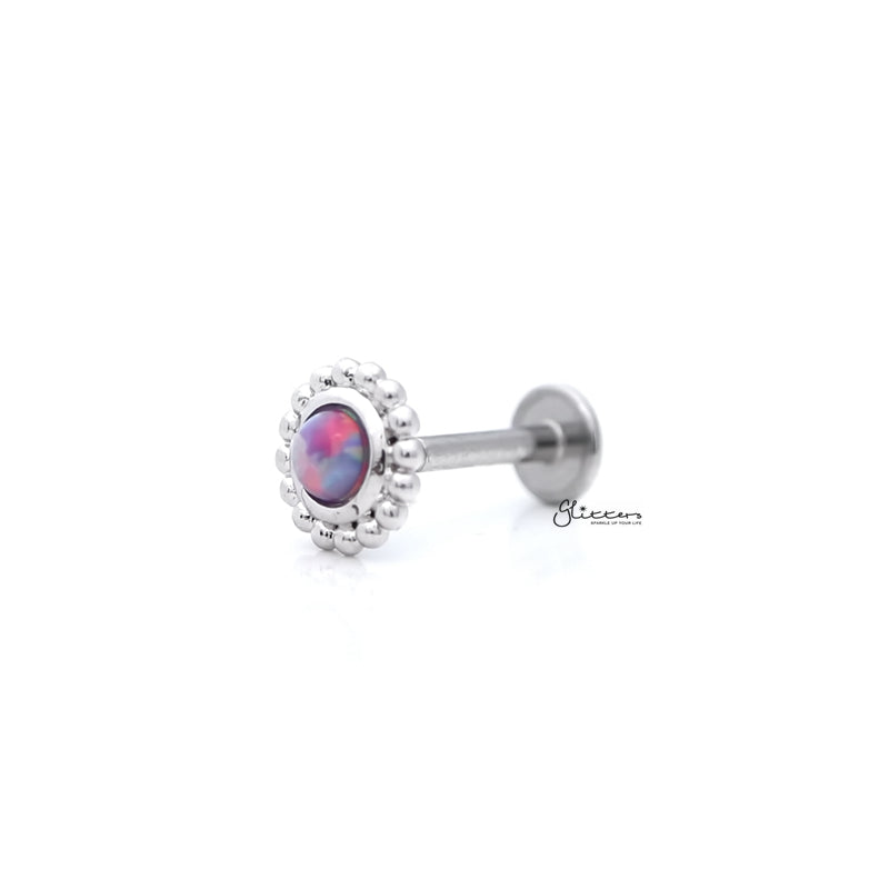Opal Purple Tragus Barbell - Ball End | Flat Back-Body Piercing Jewellery, Cartilage, Flat back, Jewellery, Tragus, Women's Earrings, Women's Jewellery-FP0020-Opal-purple-flat_01-Glitters