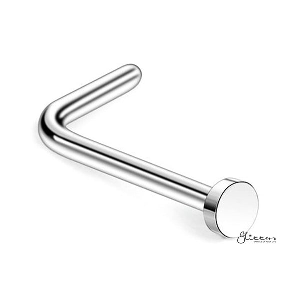 20 Gauge 316L Surgical Steel Flat Top L Bend Nose Studs-Body Piercing Jewellery, Flat Top, L Bend, Nose Piercing Jewellery, Nose Studs-NS0091-S-Glitters