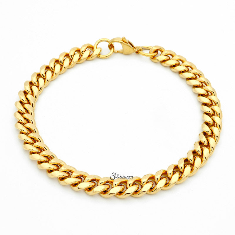 Gold Plated 8mm Stainless Steel Miami Cuban Curb Chain Bracelet-Bracelets, Jewellery, Men's Bracelet, Men's Jewellery, Stainless Steel, Stainless Steel Bracelet-SB0069-1_1-Glitters