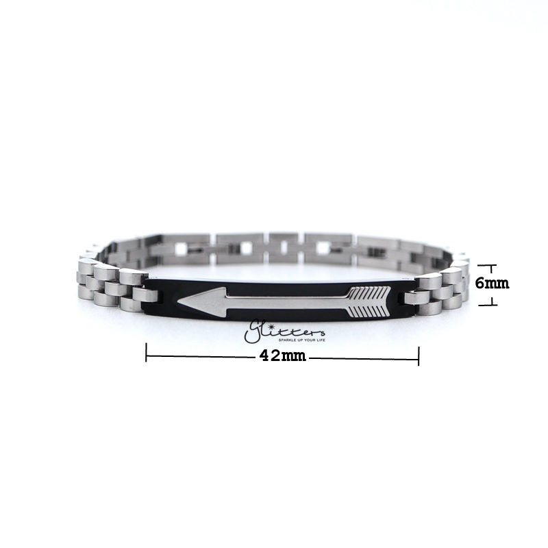 Stainless Steel Tow Tone Arrow ID Men's Bracelets - Gold | Black-Bracelets, Engravable, ID Bracelet, Jewellery, Men's Bracelet, Men's Jewellery, Stainless Steel, Stainless Steel Bracelet-SB0072_k_800_New-Glitters