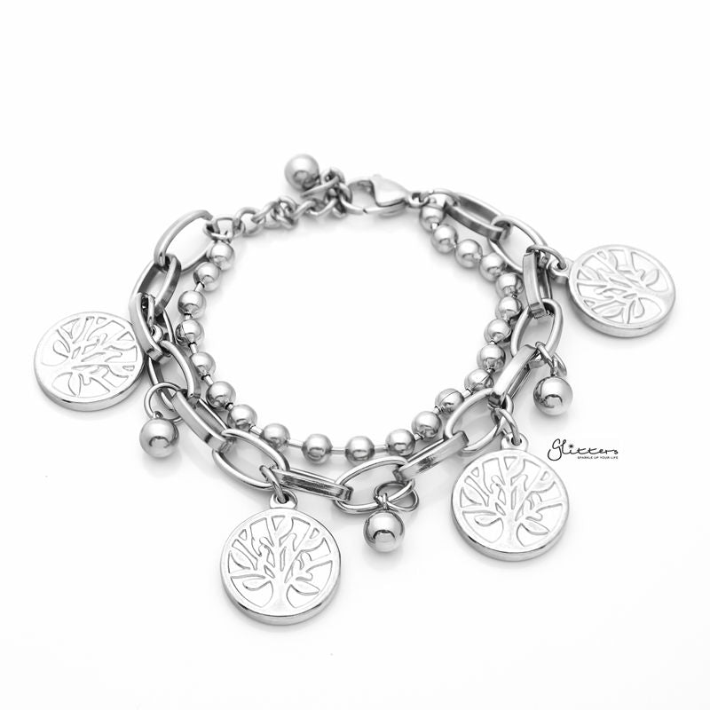 Stainless Steel Women's Bracelet with Dangle Tree of Life Charms-Bracelets, Jewellery, Stainless Steel, Stainless Steel Bracelet, Women's Bracelet, Women's Jewellery-SB0080_800-Glitters
