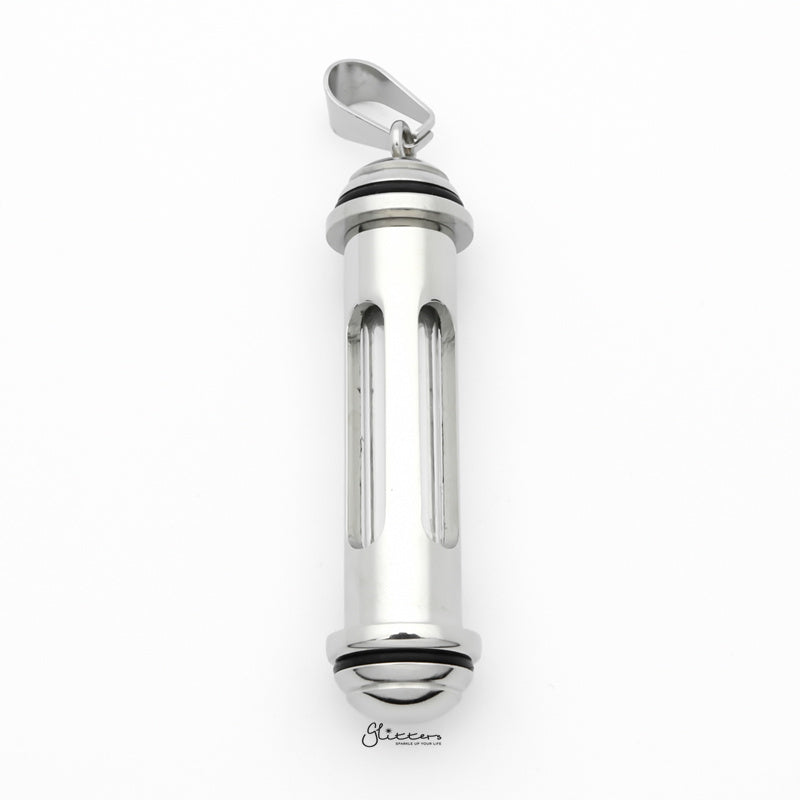 Stainless Steel Screw Cap Glass Bottle Pendant - Silver-Jewellery, Men's Jewellery, Men's Necklace, Necklaces, Pendants, Stainless Steel, Stainless Steel Pendant-SP0277-1_1-Glitters