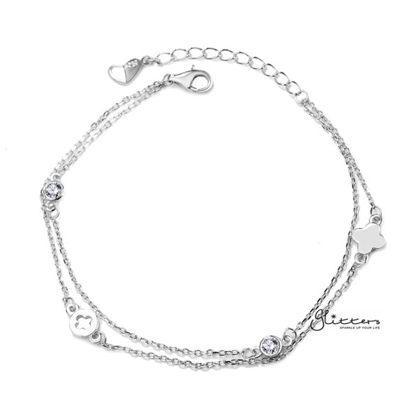 Sterling Silver Flower with C.Z Women's Bracelet-Bracelets, Cubic Zirconia, Jewellery, Sterling Silver Bracelets, Women's Bracelet, Women's Jewellery-SSB0020_02-Glitters