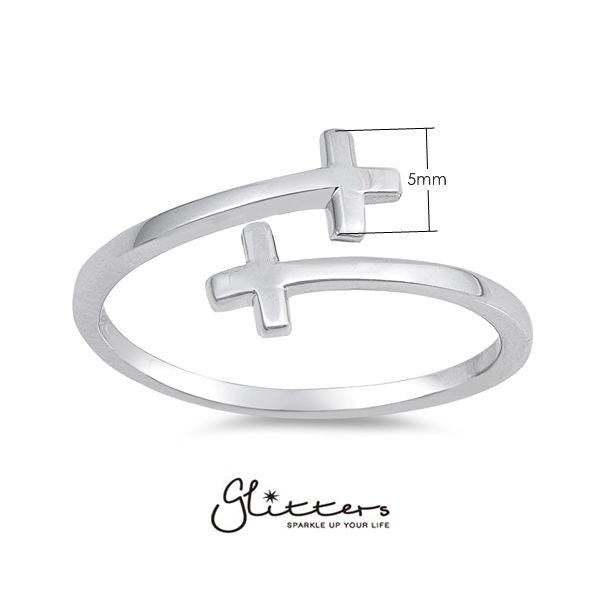 Sterling Silver Sideway Cross Women's Rings-Jewellery, Rings, Sterling Silver Rings, Women's Jewellery, Women's Rings-SSR0021-1_New-Glitters