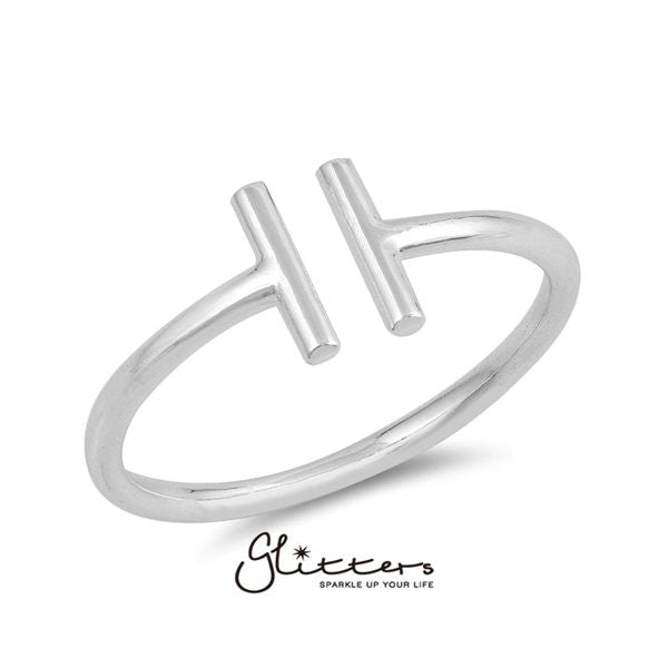 Sterling Silver Double Bar T Women's Rings-Jewellery, Rings, Sterling Silver Rings, Women's Jewellery, Women's Rings-SSR0023-1-Glitters