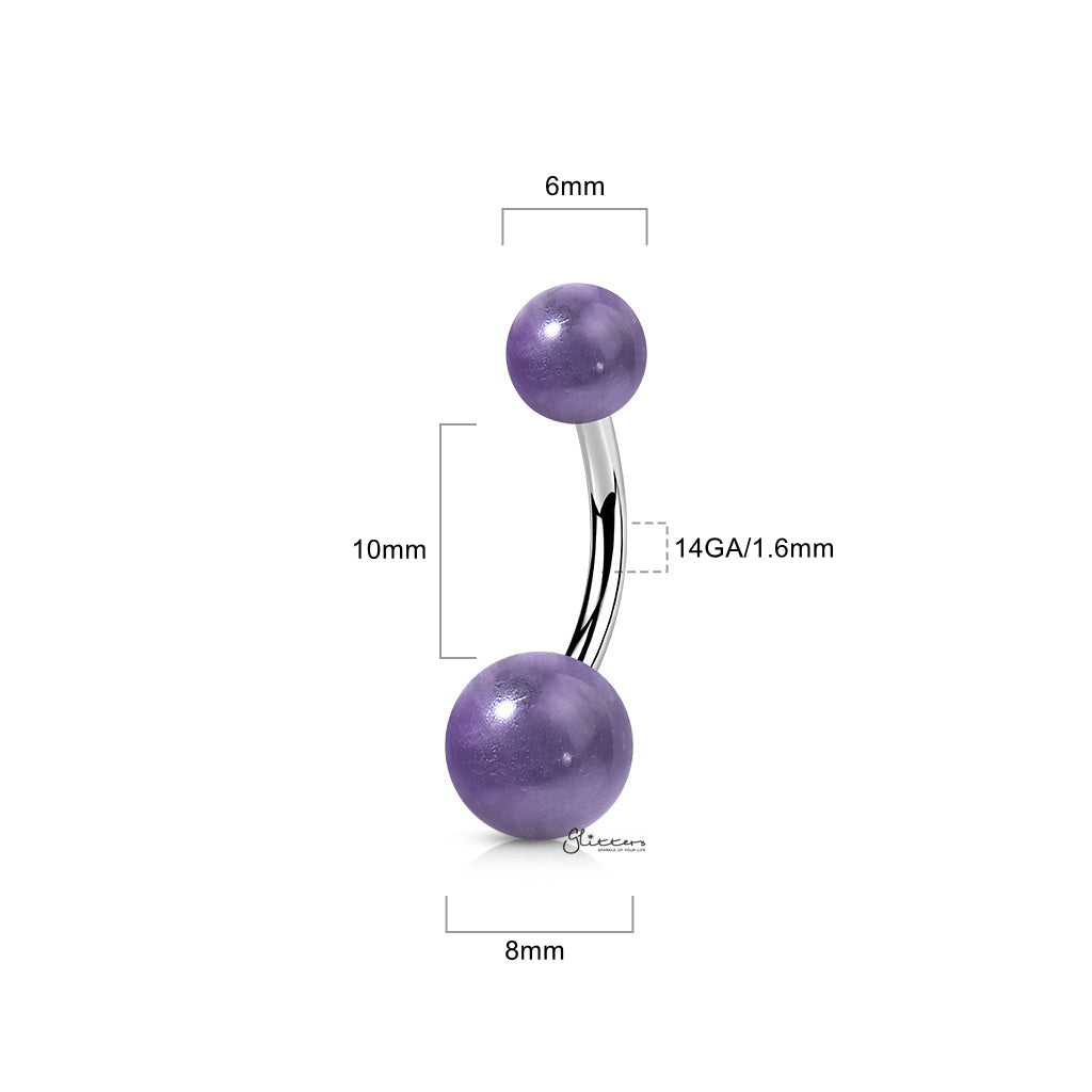 Amethyst Stone Balls Belly Button Ring-Belly Ring, Body Piercing Jewellery-bj0353s_1_402f4fbb-e0cd-4d38-8f0f-a1ee8f979fbb-Glitters