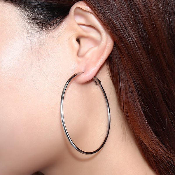 Stainless Steel Plain Wire Circle Hoop Women's Earrings - Silver-earrings, Hoop Earrings, Huggie Earrings, Jewellery, Stainless Steel, Women's Earrings, Women's Jewellery-er0080-sm-Glitters