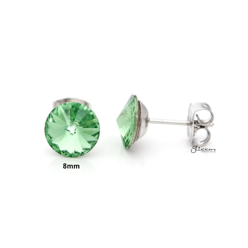 Round Crystal Stud Earrings - Green-Crystal, earrings, Jewellery, Stud Earrings, Women's Earrings, Women's Jewellery-er0591-g1_800-Glitters