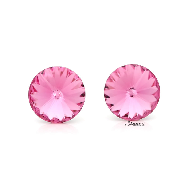 Round Crystal Round Stud Earrings - Pink-Crystal, earrings, Jewellery, Stud Earrings, Women's Earrings, Women's Jewellery-er0591-p_800-Glitters