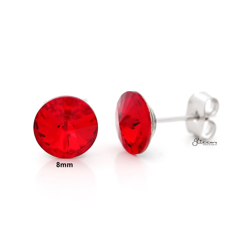 Round Crystal Stud Earrings - Red-Crystal, earrings, Jewellery, Stud Earrings, Women's Earrings, Women's Jewellery-er0591-r1_800-Glitters